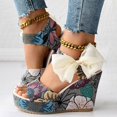 thumbnail image 2 of eczipvz Chaussures pour Femmes, Sandales Décontractées à Talon Compensé Imprimé, Semelle Blanche, Vert, 2 of 5