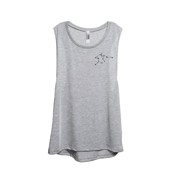 Aquarius AQU Constellation Astrology Women's Fashion Sleeveless Muscle Workout Yoga Tank Top Sport Grey X-Large