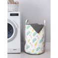 thumbnail image 3 of Tropical Laundry Bag, Flamingo Birds Tropical Pineapple and Leaves Hawaiian Hipster in Pastel Tones, Basket with Handles Drawstring Closure for Laundromats, 13" x 19", Pink Mustard, by Ambesonne, 3 of 4