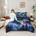 thumbnail image 4 of Homewish Animal Wolf Bedding Comforter Set 2pcs for Teens Boys Girls,Abstract Gradient Aurora Twin Comforter Sets Microfiber,Jungle Wildlife Breathable Bedding Set,Breathable Home Decor,Reversible, 4 of 8