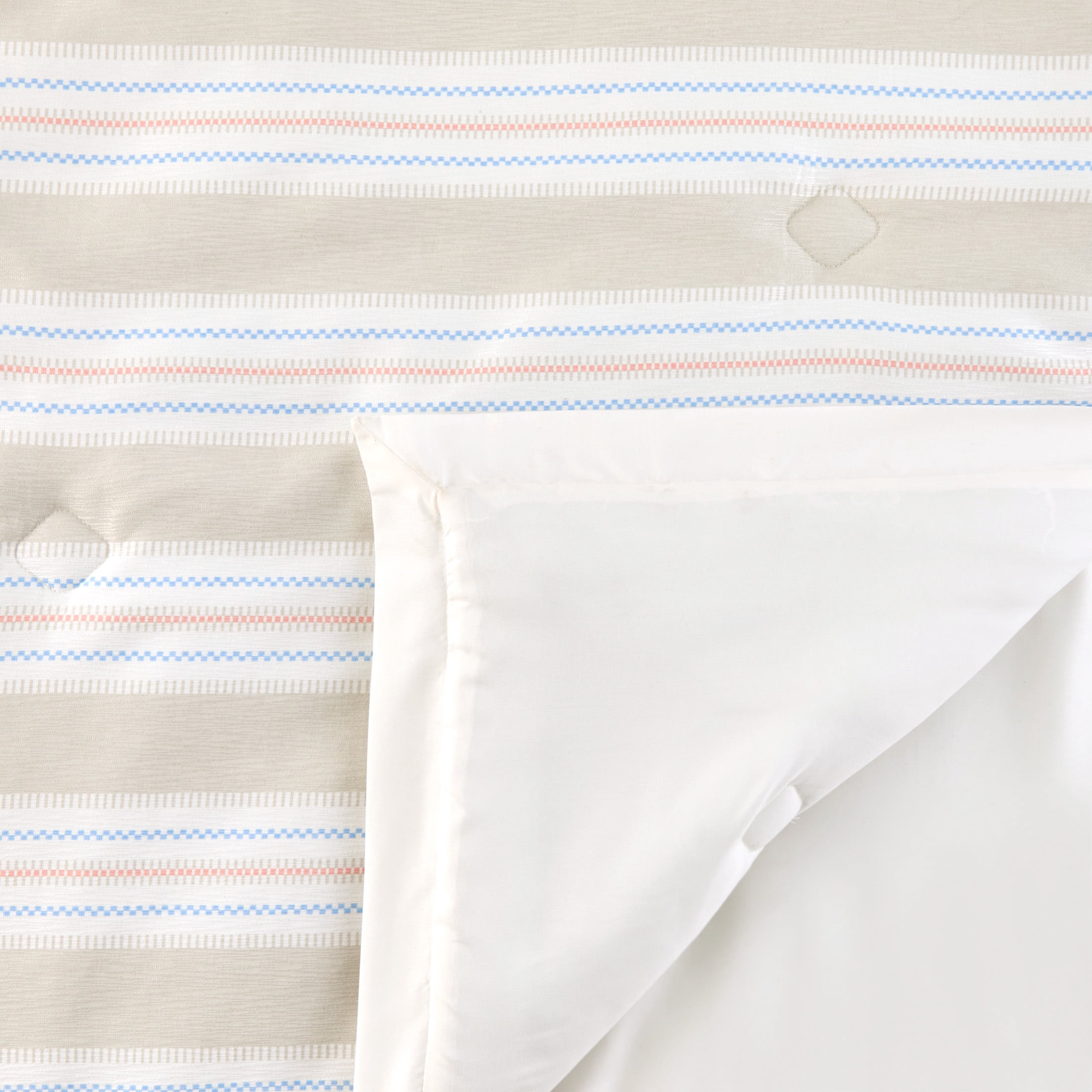Mainstays by Becky G. & Alejandra 3-Piece Beige Stripe Comforter Set with Shams, Full/Queen