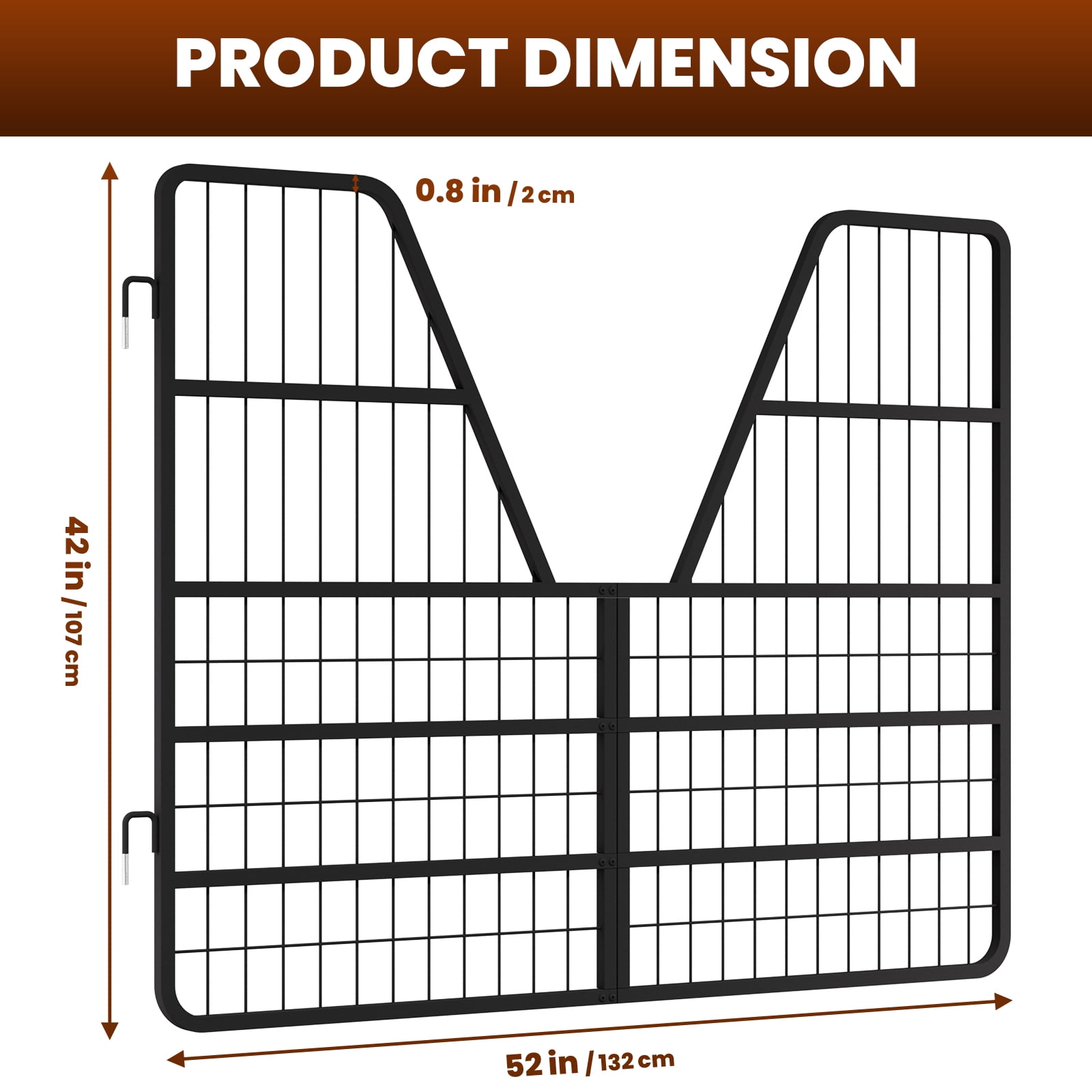 Horse Stall Guard in Yoke Design, Horse Stall Gate with Heavy-Duty Thick Steel Frame, Horse Stall Door having 52" W x 42" H, Fits Standard Barn Doorways