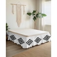 thumbnail image 2 of Black Gray Boho Wrap Around Bed Skirts for California King Bed 16" Drop,Bed Skirt with Adjustable Elastic Belt Dust Ruffle Bed Valance for Bedroom Modern Abstract Geometric Lattice Bed Frame Cover, 2 of 7