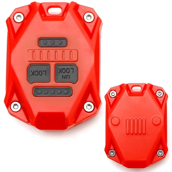 Large/Big Red Plastic Key Remote Fob Enclosure Shell w/Black Keypads, For Jeep 2007-2017 Wrangler JK