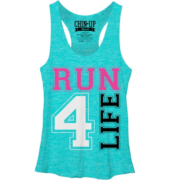 Women's CHIN UP Run For Life  Racerback Tank Top Tahiti Blue Medium