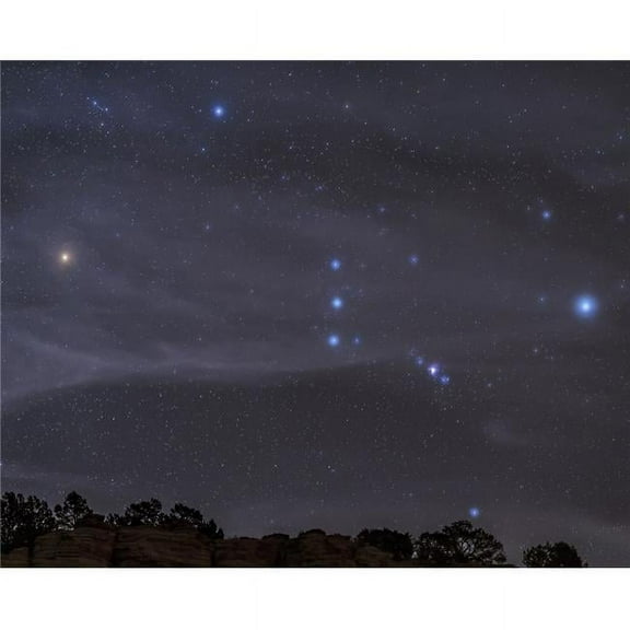 The Orion Constellation Rises Over A Hill Through High Thin Clouds Near Black Mesa Oklahoma Poster Print, 15 x 12