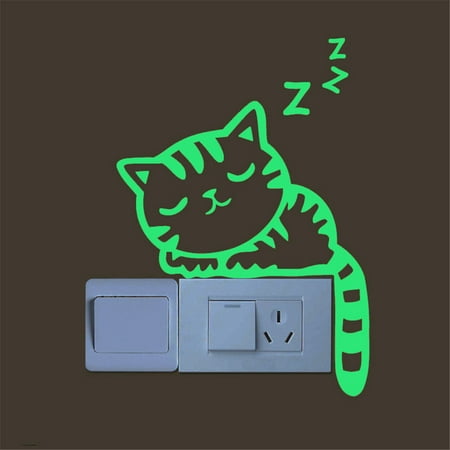 

Yubnlvae Stickers Creative Cute Noctilucent Cat Wall Glow Luminous Switch Home Sticker Home Decor A