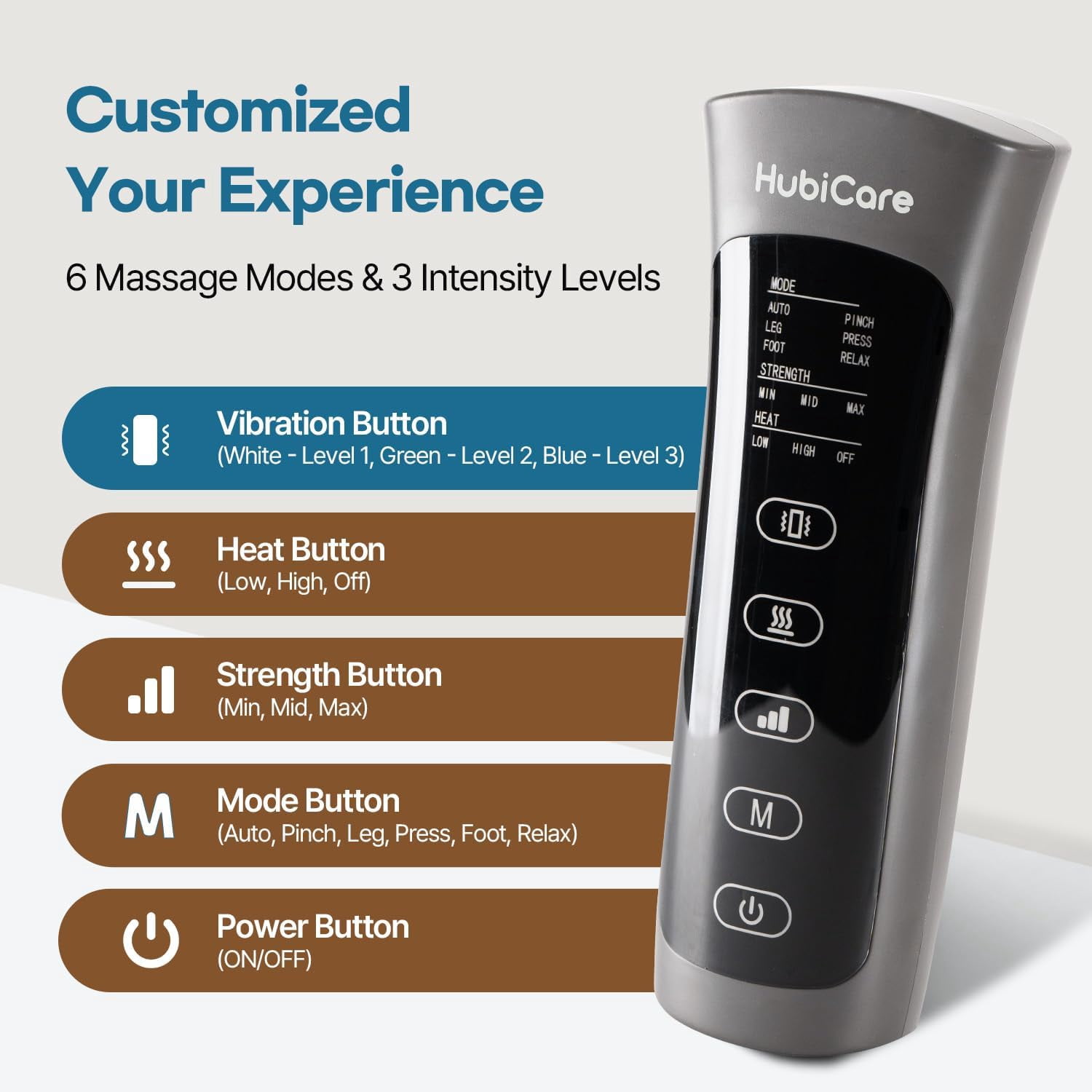 HubiCare Air Massager for Circulation and Relaxation Foot and Calf Massage with Heat, Additional Zipper Type, Great for Circulation, Pain Relief, and Muscle Relaxation  (6 Modes with 3 Intensity)