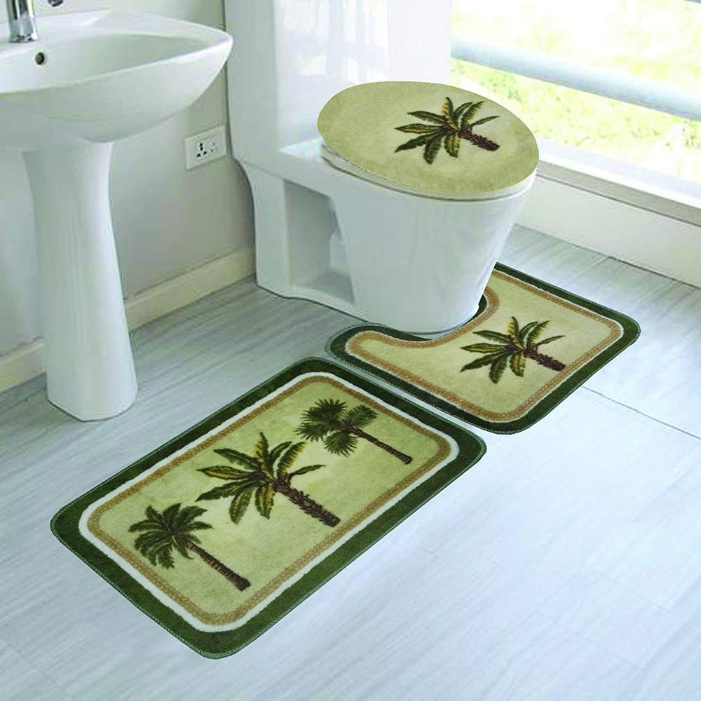 7 3 Pieces Bathroom Bath Rubber Backing Non Slip