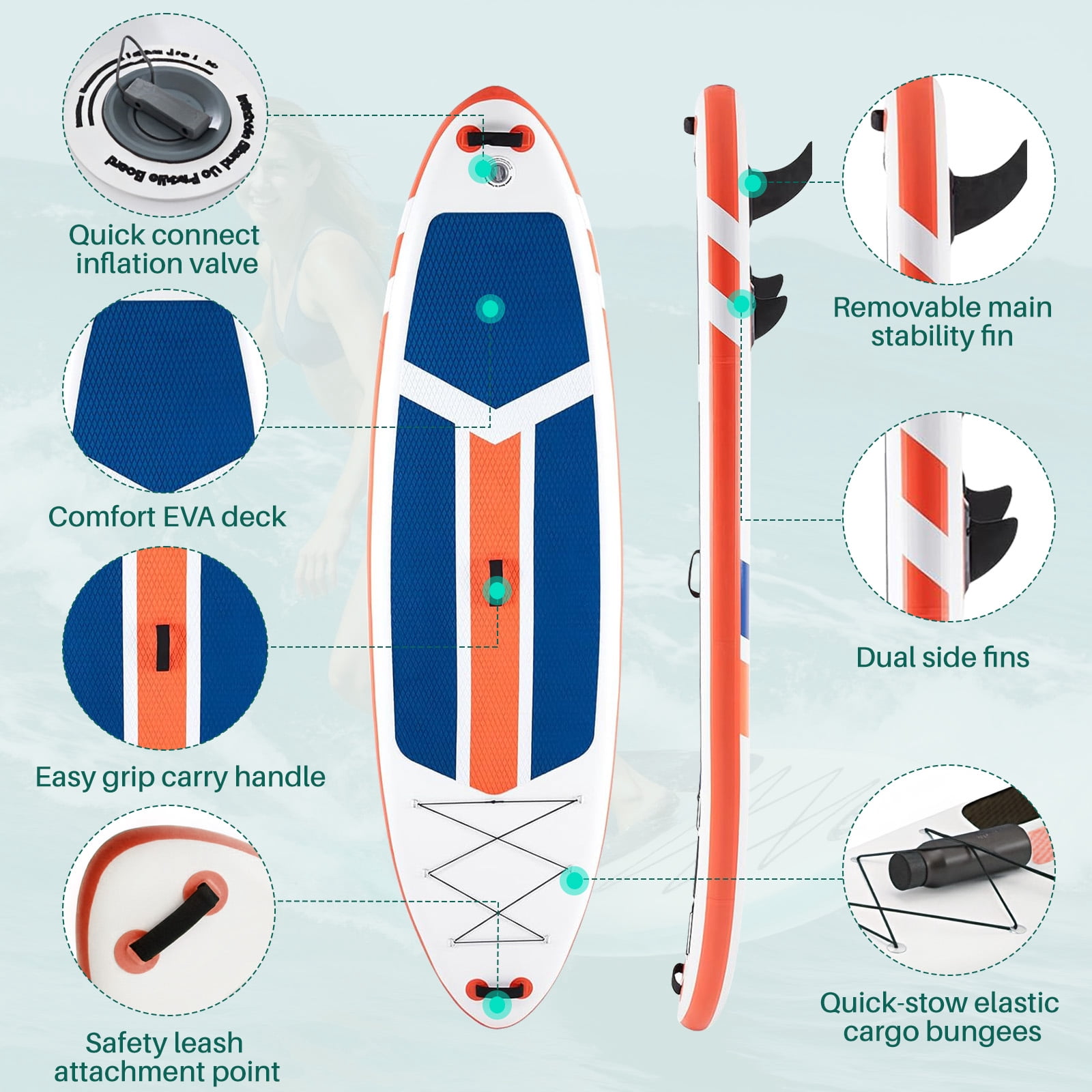 Blorly Paddle Board, Inflatable Stand Up Paddleboard Ultra-Light for Adults, Beginners and Experienced Surfers, Non-Slip, Premium SUP Paddleboard Accessories, Orange