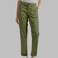 thumbnail image 2 of XAOFW Cargo Pants Women Solid Color Straight Leg Trousers High Waist Comfort Fit Work Pants With Side Pockets Trendy Bottom L, 2 of 6