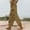 Khaki, variant on Womens Elastic Waist Abstract Printed Split Hem Straight Leg Pants, Light Flowing Fabric with Drawstring Casual Trousers Blue S