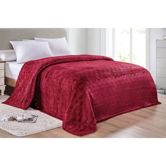 FAITH, HOPE, LOVE HOME DÉCOR Ultra Plush Queen Size Chevron Arrow Jacquard Microplush Blanket (86" X 86") - Burgundy