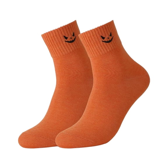 Halloween Embroidered Ankle Socks Trendy Socks Novelty Socks Crew Socks Lightweight Low Cut Socks Cotton Socks Funny Socks Fuzzy Socks Fall Socks Cute Socks 1 Pairs of Socks Orange One Size