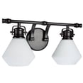 thumbnail image 3 of Aspen Creative 62090, Two-Light Metal Bathroom Vanity Wall Light Fixture, 16" Wide, Transitional Design in Bronze with Opal Glass Shade, 3 of 6