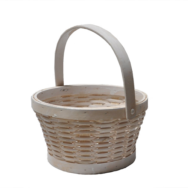 White Swing Handle Wicker Shopping Basket