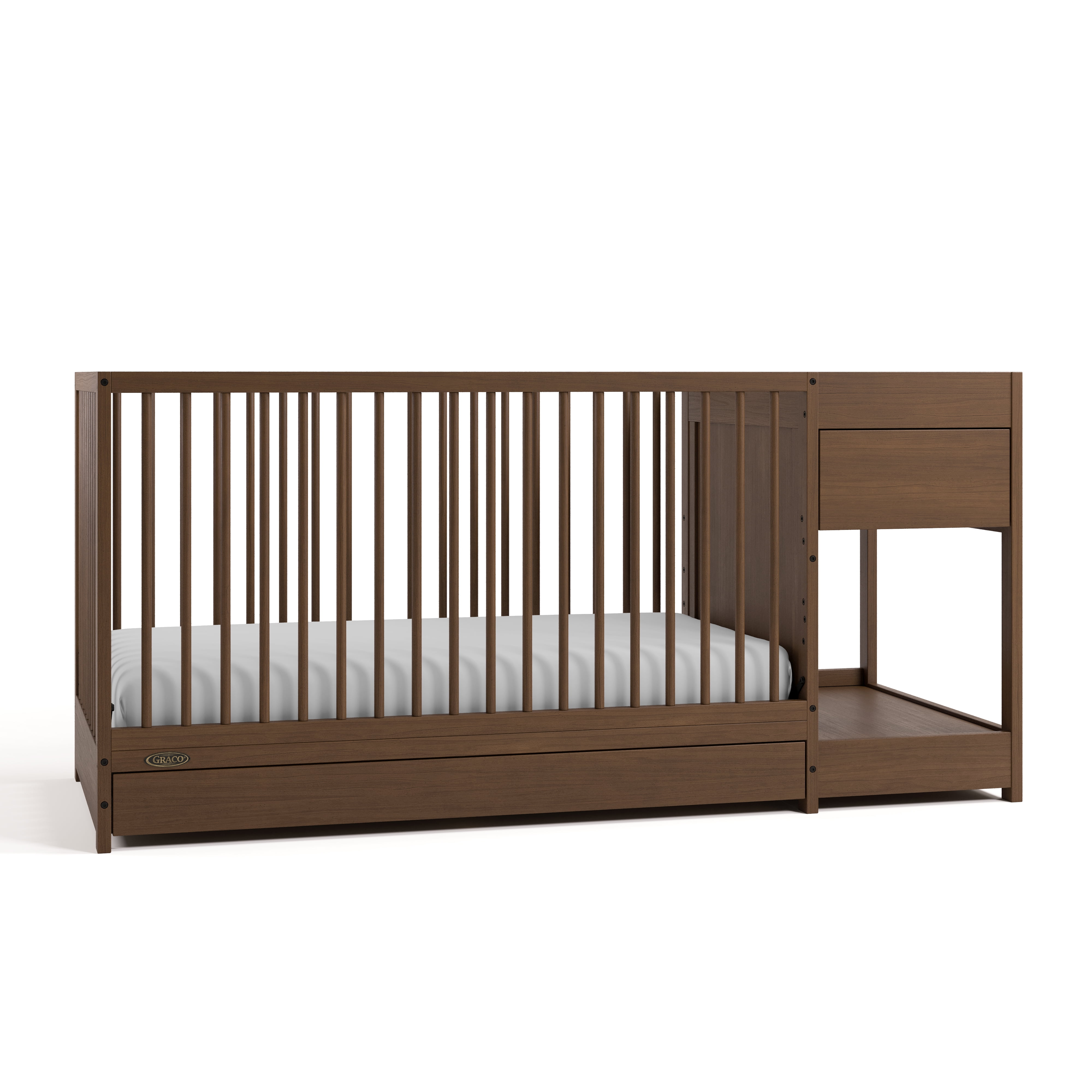 Graco Teddi 5-in-1 Convertible Baby Crib and Changer with Drawer, Hazelnut