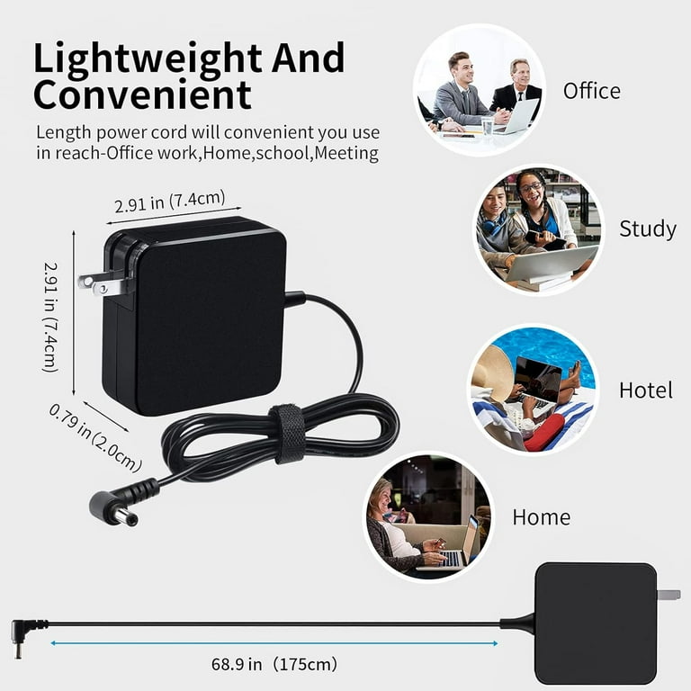 DELIPPO 19 V 3,42 A 65W AC Adapter Compatible for ASUS K401n K550 X452ea X552ea X550LA X550LB X550LNV X45A X550 X550ZA X550LA X551 F555 F555LA U52F U56E U57A X44H X44L X53E X53U