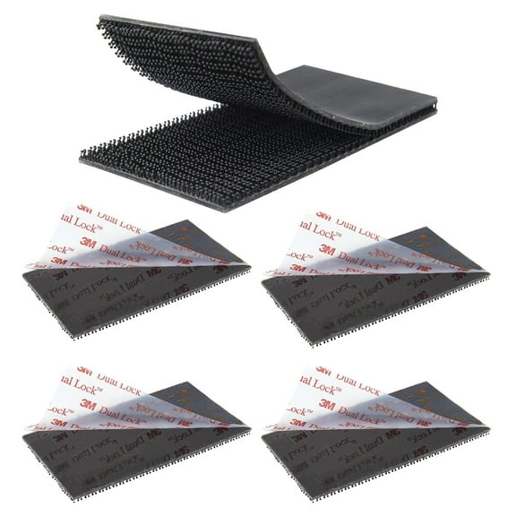 Dual Lock Fastener 2in x 4in 4pcs,Reclosable Interlocking Tape Heavy Duty EZ Pass Holder, Adhesive Hook Lock Sticky Back Mushroom Mounting Tape Black Color for Indoor and Outdoor
