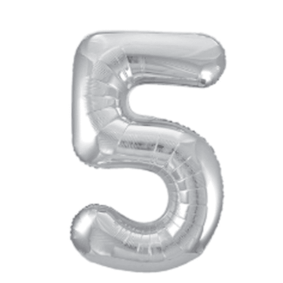 Brava - Silver Number 5 Foil Balloon (34 in.)