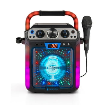 The Singing Machine Singing Machine Groove Cube Hype Bluetooth, Stand Alone Karaoke Machine, LED Lights, SML712BK, Black