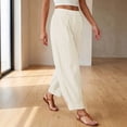thumbnail image 5 of Women's Wide Leg Pants Parachute Pants Slacks for Women Boho Pants Lightweight Summer Pants Women Flowy Pants for Women Women Wide Leg Linen Pants Hiking Pants Women Lightweight Petite Linen Pants, 5 of 6
