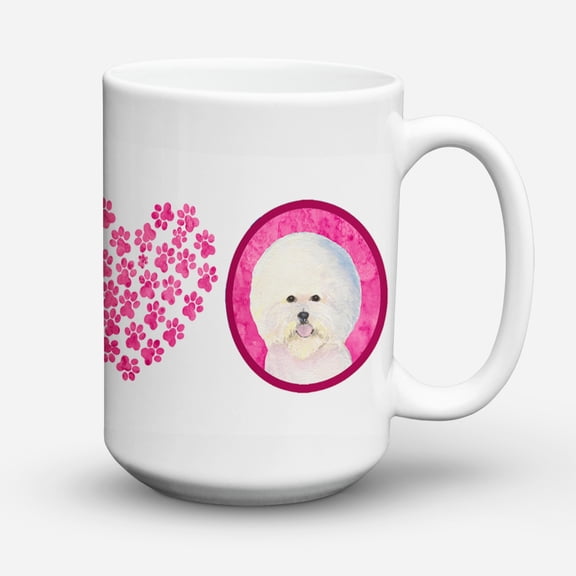 Pink Bichon Frise Coffee Mug 15 oz