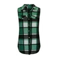 thumbnail image 3 of 2025 Women's Fall Plaid Lapel Collar Vest Tops - Sleeveless Mid-Length Single Breasted Casual Fashion Jackets Green 4XL, 3 of 5