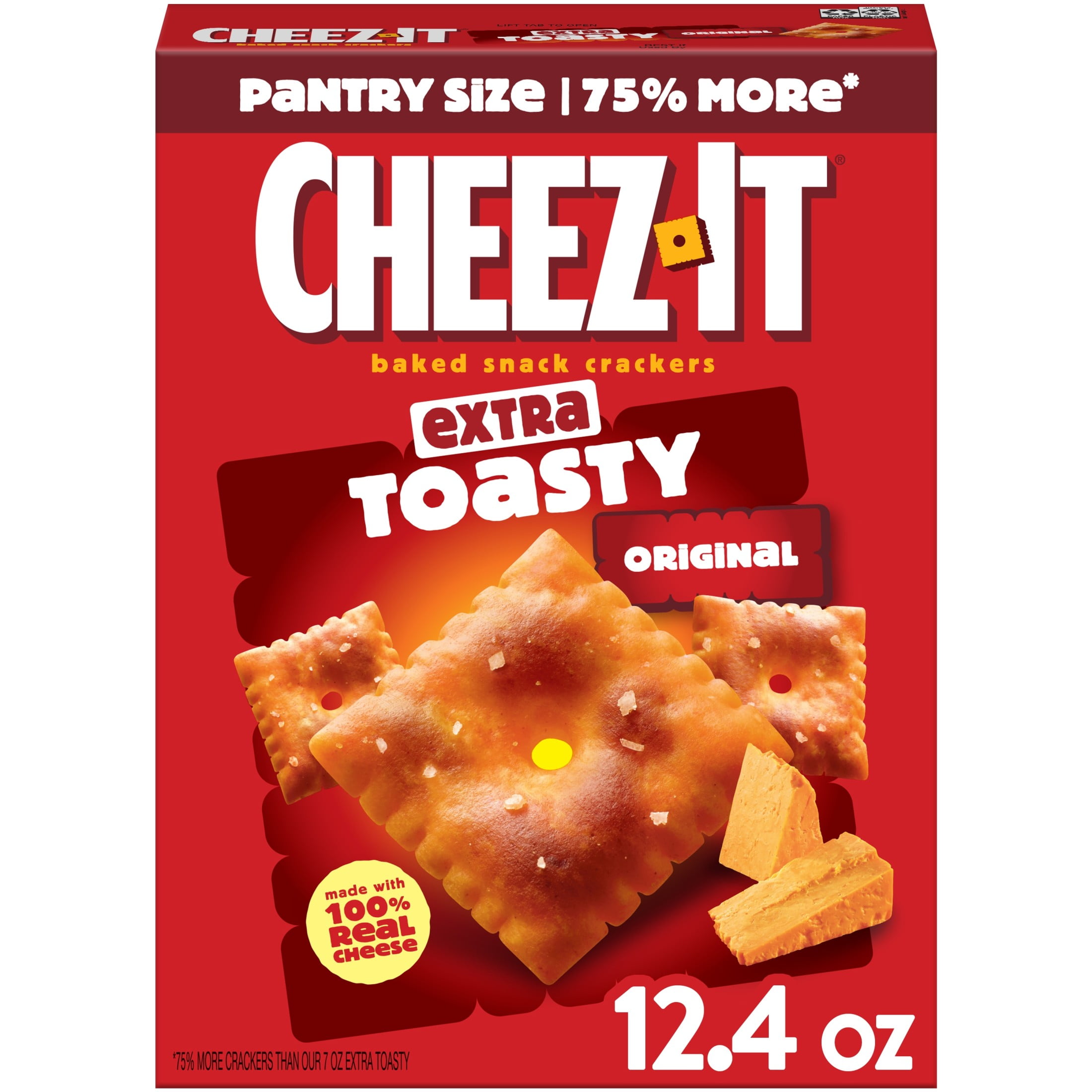 (2 pack) Cheez-It Extra Toasty Cheese Crackers, Baked Snack Crackers, 12.4 oz