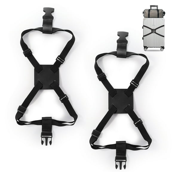 2 Pack Luggage Straps for Suitcase, Adjustable Luggage Belt Bungees Straps with Buckle, Elastic Suitcase Straps Connectors for Travel Tie Down Backpack Bag Cruise Accessories (Black)
