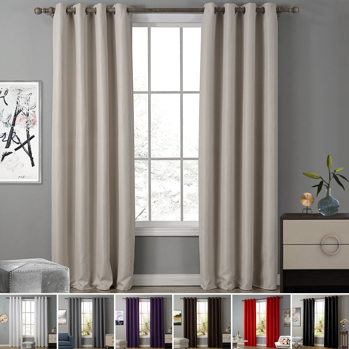 Various Print Home Curtains Thermal Blackout Eyelet Ring Top Curtains Ready Made 