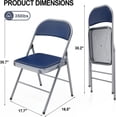 thumbnail image 6 of VINGLI Folding Chairs with Padded Seats, Metal Frame with Pu Leather Seat & Back, Capacity 350 lbs, Blue, Set of 6, 6 of 9