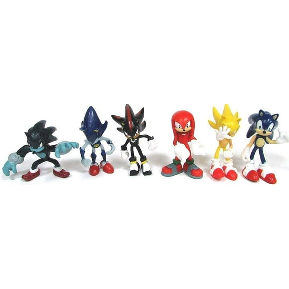 J & G Sonic 6 Pièces Ensemble de Figurine Ft. Sonic, Ombre, Chien Garou, Sonique en Métal, Jointures et Style Super Sonic E