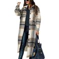 thumbnail image 1 of GHSDFBB Women's Lounge Lapel Button Up Long Sleeve Plaid Long Shirt Jacket Shacket, 1 of 7