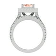 thumbnail image 3 of Wedding Ring Set for Women 14K White Gold Asscher Cut Pink Morganite Halo Rings Split Shank (I,I1), 3 of 5