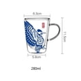 thumbnail image 2 of Taza de vidrio de doble pared con asa, 280 ml, diseño de tótems de animales azules, resistente al calor, transparente, for café o té., 2 of 7