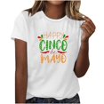 thumbnail image 1 of Camisetas de Manga Corta para Mujeres de Longitud Regular de Poliéster Sólido, Camiseta de Fiesta de Mayo Y Blusa Del Festival para la Primavera Y el Verano, 1 of 3