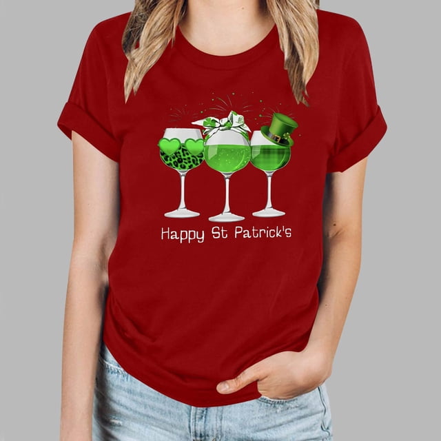 Pntutb T-Shirts à Manches Courtes Grande Taille pour Femmes T-Shirt Décontracté à Col Rond Imprimé pour la Saint-Patrick pour Femmes