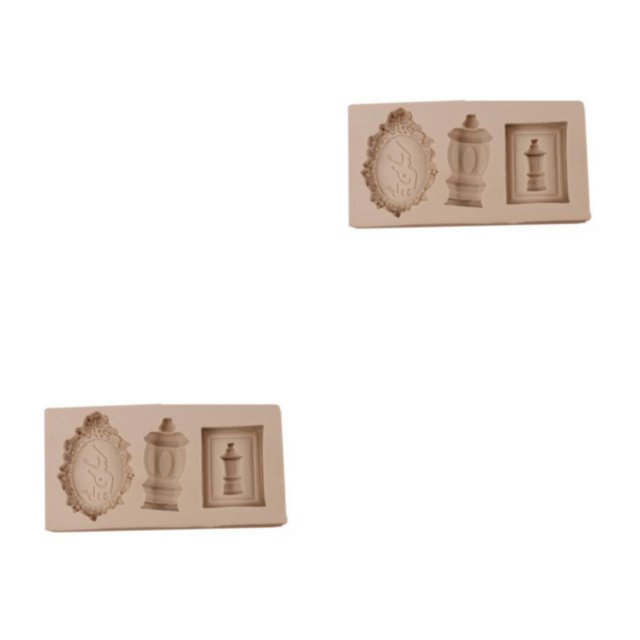 Wosthever Molde de silicona para pastel de Fondant, molde europeo, moldes de decoración de pasteles de Chocolate, herramienta para hornear Gris claro 2piezas
