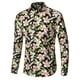 thumbnail image 2 of Camisas de vestir florales de los hombres Camisas con botones casuales de manga larga 100% algodón Verde negro S, 2 of 7