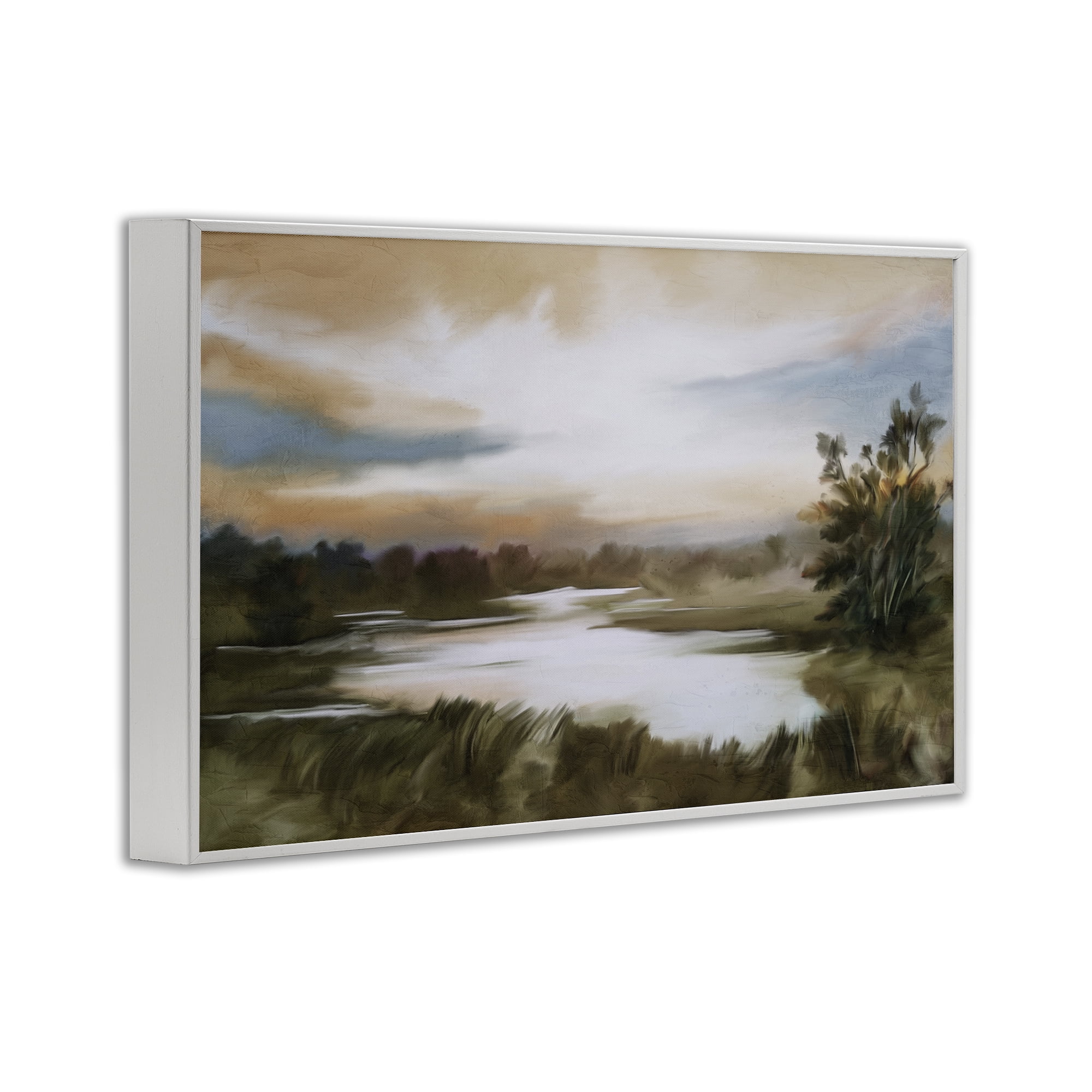 Stupell Industries Sunset Pond Countryside White Framed Giclee Art, design by Kim Allen