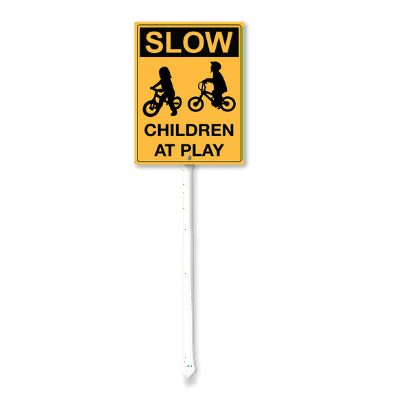 Eveokoki Children Hold My Hand Safety Signs for Street with Stakes, 8"x12" Aluminum Caution Kids Playing Traffic Crossing Sign