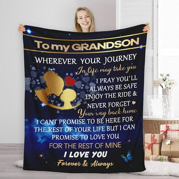 DALIHUA Grandson Gifts from Grandma, to My Grandson Blanket, Birthday Christmas Graduation Gift Idea for Grandson from Grandmother, Soft Lightweight Throw Blankets for Couch Bed 30"x40"