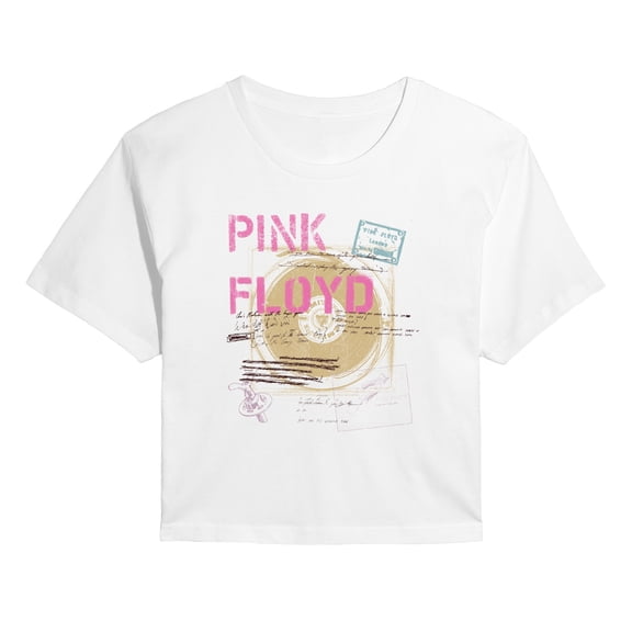 Pink Floyd - Pink Floyd Lyric Drafts - Juniors Cropped Short Sleeve Graphic T-Shirt