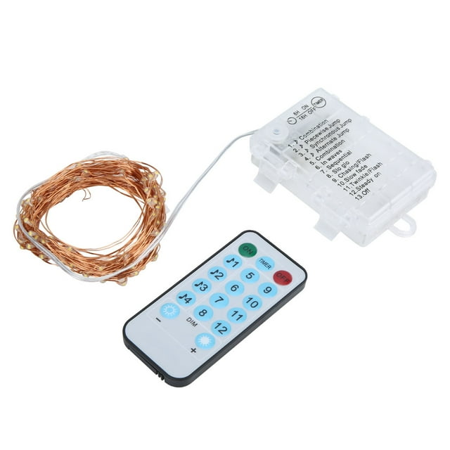 Tira de luces LED impermeables de 5M 50LED 5028 SMD con lámpara de alambre de cobre de control remoto blanco cálido