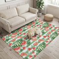 thumbnail image 4 of Washable Area Rugs 2.7x5 FT Watermelon Rugs for Living Room Non-Slip Soft Low-Profile Rectangle Watercolor Fruits Green Palm Leaves Striped Large Rug Carpet for Bedroom Dining Room Home Decor, 4 of 8