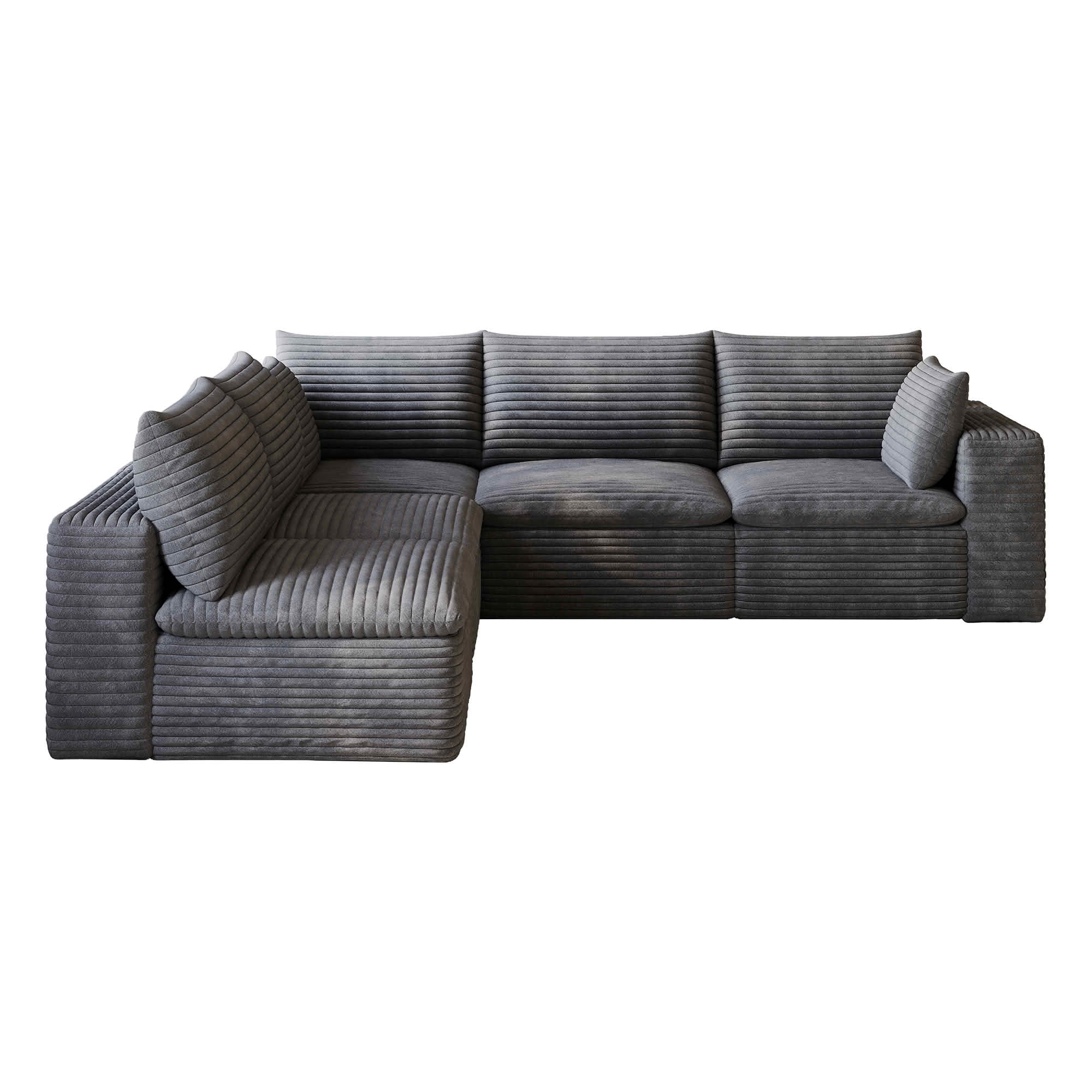MAYEERTY 98.5"x 102.4" L‑Shaped Cloud Modular Sofa, Corduroy Deep‑Seat Sectional Couch, Double‑Layer Removable Cushions, No‑Assembly DIY Sponge Sofa for Living Room Bedroom Conference Room Apartment