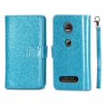 thumbnail image 2 of for 5.5" Motorola moto Z2 Play Z2 Force Case Glitter Wallet Phone Case Hybrid Folder Extra Pocket Pouch Purse Screen Flip Cover Blue, 2 of 4