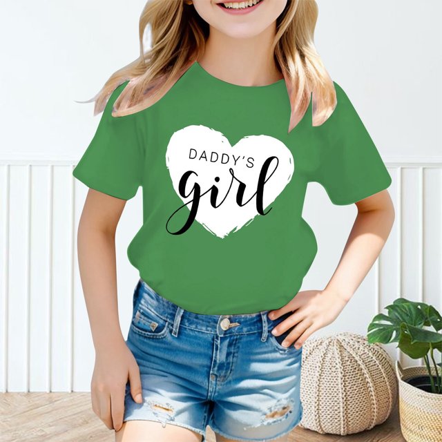 Chemises pour Filles Col Rond Imprimé Manches Courtes Hauts d'Été Vêtements pour Filles 3-4 Ans Mode Filles