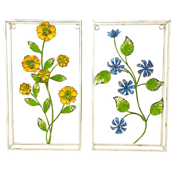 RAZ Imports Home Sweet Home 16" Flower Wall Art, Assortment of 2